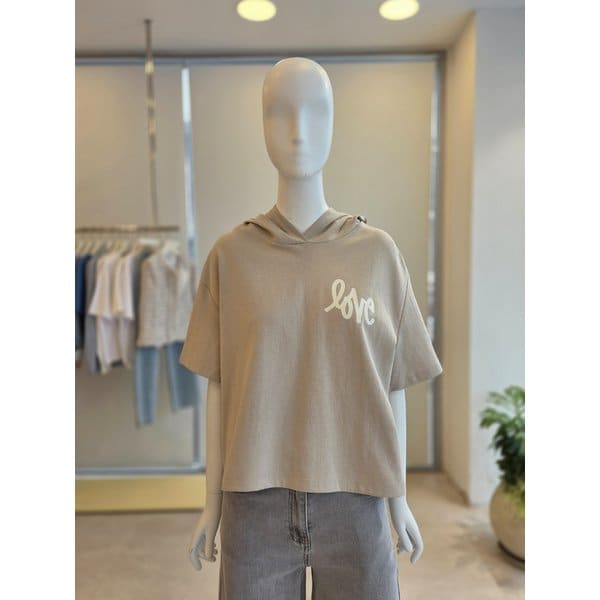 [여주점] [더 아이잗] 여성 오버핏 코튼 레터링 후드 티셔츠(IS4M0TS741)