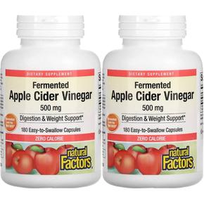 미국직구 Natural Factors 내추럴 팩터스 발효 애플 사이다 비네거 600mg 애사비 180캡슐 2팩