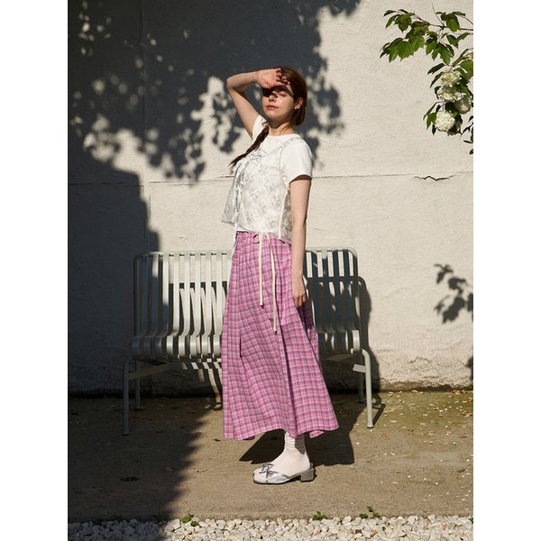 25SS England Check Long Skirt