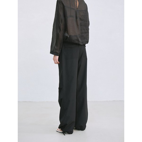 linen sheer blouse (black)