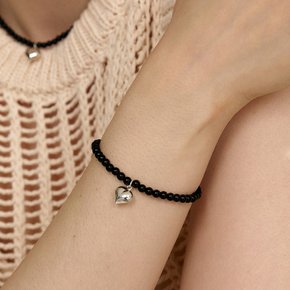 [silver925]Plump heart onix bracelet