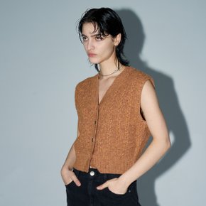 TWISTED CROPPED KNIT VEST(ORANGE)