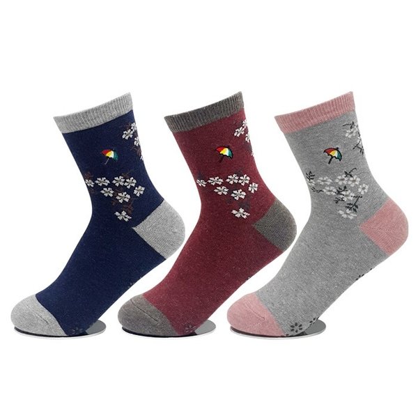 미끄럼방지 여자양말 중목 3켤레 SL004 여자면양말