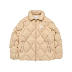 A LOGO EMBLEM PATCH QUILTING DOWN JACKET BEIGE-A로고퀼팅