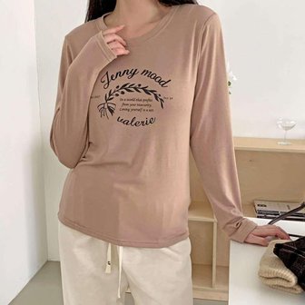 신세계라이브쇼핑 [옷자락] 여자 레터링 기모 나염 여유핏 라운드넥 긴팔티