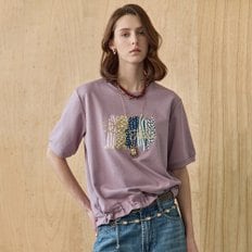 마쟈 믹스 패턴 프린트 라운드넥 반팔 티셔츠 ZE06QT002NA