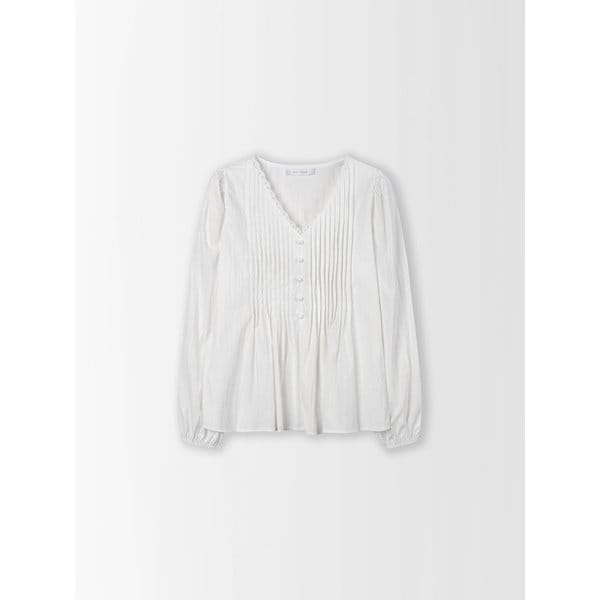 V넥 플리츠 블라우스_CD5AB714