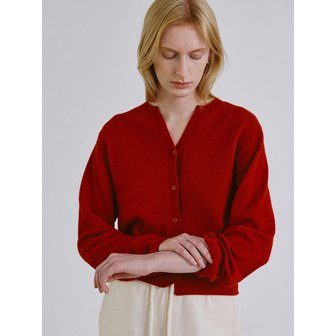 스텝어라운드 Cashmere whole garment round cardigan_RED