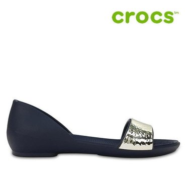 크록스 샌들  H12  204361 488 Womens Crocs Lina Embellished D Orsay Flat Navy Silver_P369333137