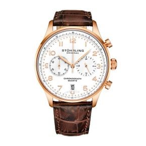 4185699 Stuhrling Original Monaco Chronograph Quartz White Dial Mens Watch
