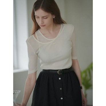 노운베러 Sleeveless layered soft tencel T-shirt_Ivory