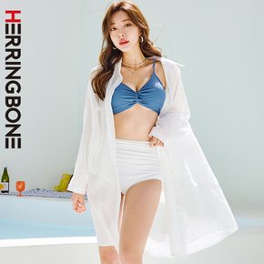 롱 루즈핏 와이드 스트라이프 커버업 비키니 코튼 면 빅사이즈 비치웨어 SG143