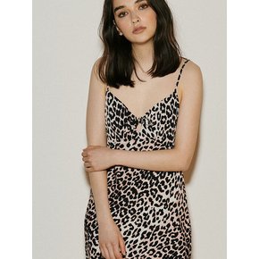 Pink Leopard SlipDress 핑크 호피 리본 포인트 미니 슬립 드레스 (캡 탈부착가능)