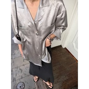 PEARL OPEN COLLAR SHIRT - SILVER