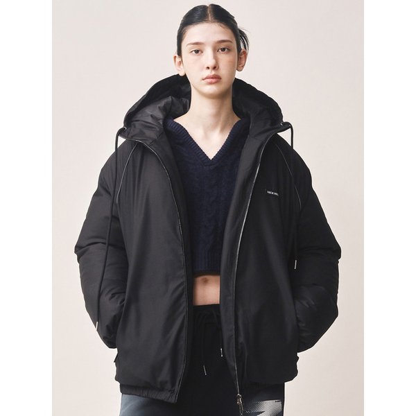 MINIMAL PIPING HOODED PADDING_BLACK