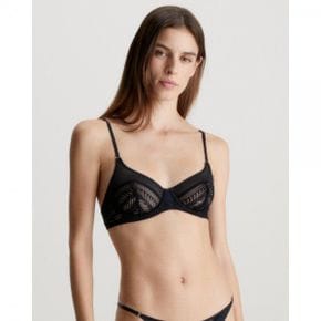 4377530 Calvin Klein Minimalist Micro With Lace Unlined Demi Bra - Black 73043191