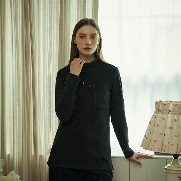 ANC_[1종] 여성) 반목 기모티셔츠 차콜_QAFFT152