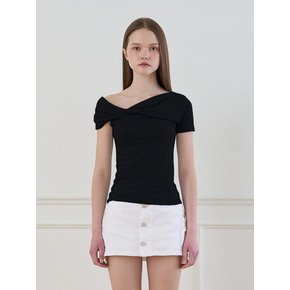 Unblance offshoulder tee BLACK