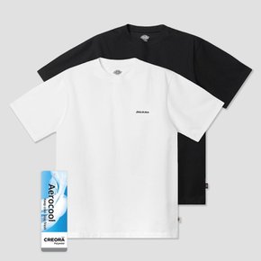2PACK 에어로쿨 베이직 폰트 로고 티셔츠 White Black DIKU263LRTS0...