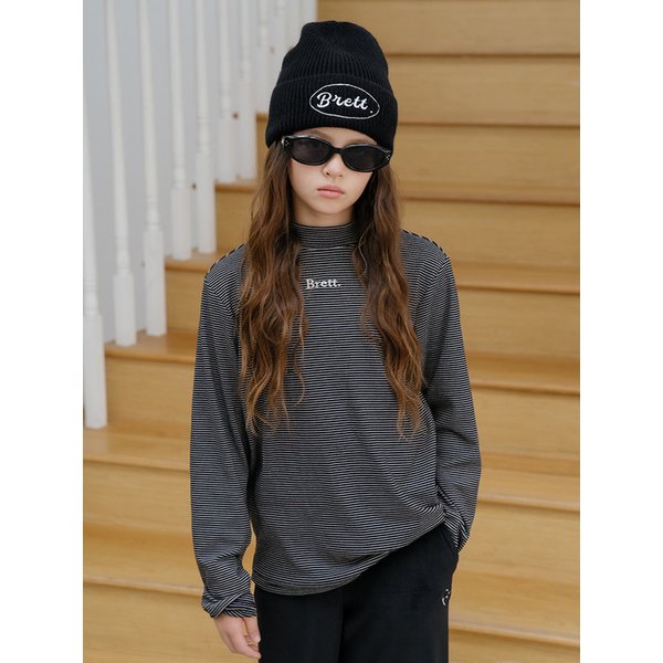 스트라이프 기모 후라이스 목넥(블랙)