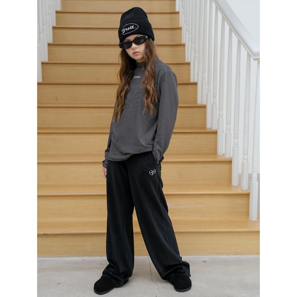 스트라이프 기모 후라이스 목넥(블랙)