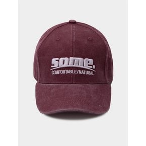 Basic Some Signature Vintage Big Logo Embroidery Ball Cap Hat [Wine]