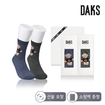 닥스 양말 신사 면 중목 곰돌이 2족세트 DK24360