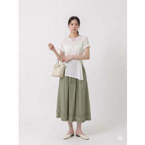 인더룸 / 츄이(인) 시스루 어깨패드 트임 단추 랩 반팔 니트 4color