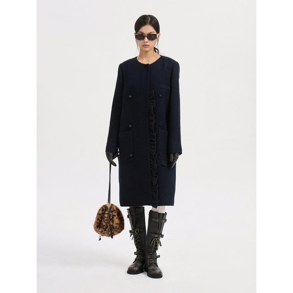 Center Frill Round Neck Coat (dark navy) LFCAW25420NYD