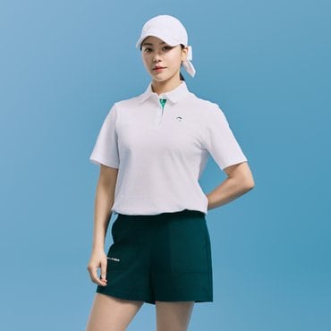 챌린저 여성 폴리 PQ 5부소매 스트링 카라 반팔티