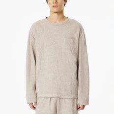 남 더블 코튼 루즈핏 파자마 티셔츠(BEIGE / CHARCOAL)