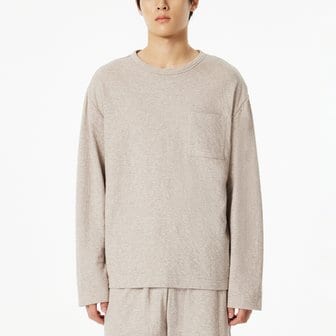 JAJU 남 더블 코튼 루즈핏 파자마 티셔츠(BEIGE / CHARCOAL)