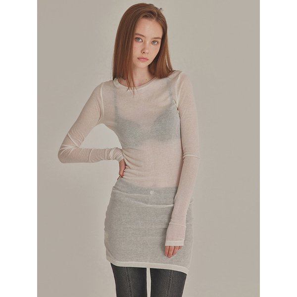 RIBBED MINI LONG-SLEEVE LAYERED DRESS_T426DS500