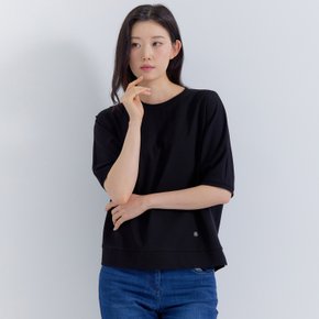 (2컬러) 돌먼 라운드 블라우스형 5부 티셔츠 LFTSP804