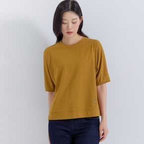 (2컬러) 돌먼 라운드 블라우스형 5부 티셔츠 LFTSP804