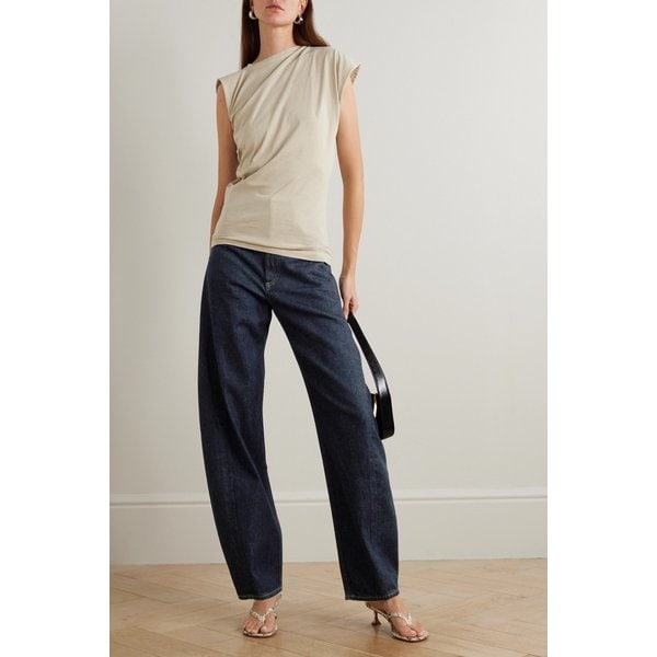 루나 피스 하이웨이스트 테이퍼드 진 다크 데님 46376663162898621