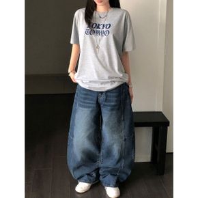 번트 절개 벌룬 와이드 데님 팬츠_P415034003