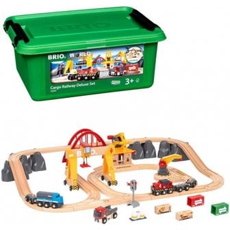  BRIO WORLD 54 3 ~ 33097 (브리오) 카고 레일 디럭스 세트 [전 개] 대상 연령 세 (전동 차량