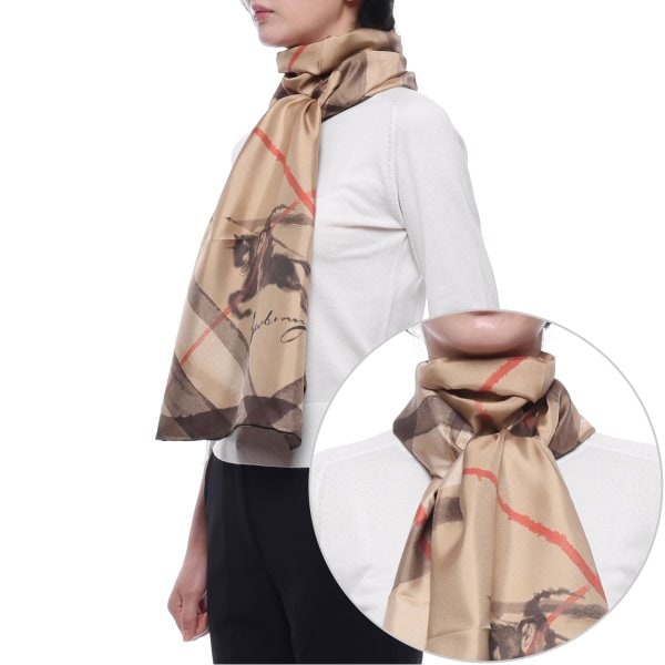 [부산점] 26SS 여성 체크 실크 스카프 (8120311 SAND 26S)