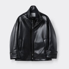 블랙 페이크레더 패딩 파카 CWUAW25996BKX