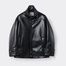 블랙 페이크레더 패딩 파카 CWUAW25996BKX