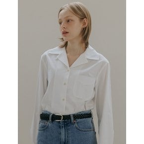 open collar cotton shirt  (off white)