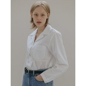 open collar cotton shirt  (off white)