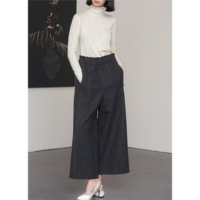 WIAST BAND CHECK WIDE LEG PANTS[A]