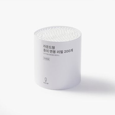 JAJU 라운드형 종이 면봉 리필 200개(리필)