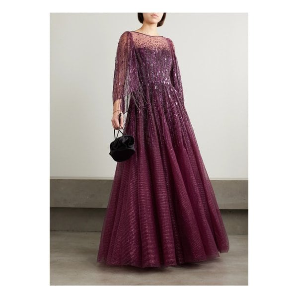 제니 팩햄 헤스티아 케이프 이펙트 장식 글리터 튤 가운 핑크 1647597329019630