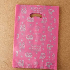 선물비닐봉투 핑크 봉투 손잡이 100p 비닐