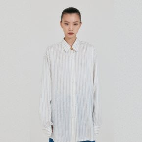 ZANCY Oversized Shirt with Brooch - Ivory Stripe