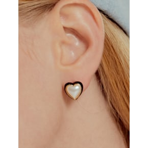 Color trim Heart Pearl Earring EC1908