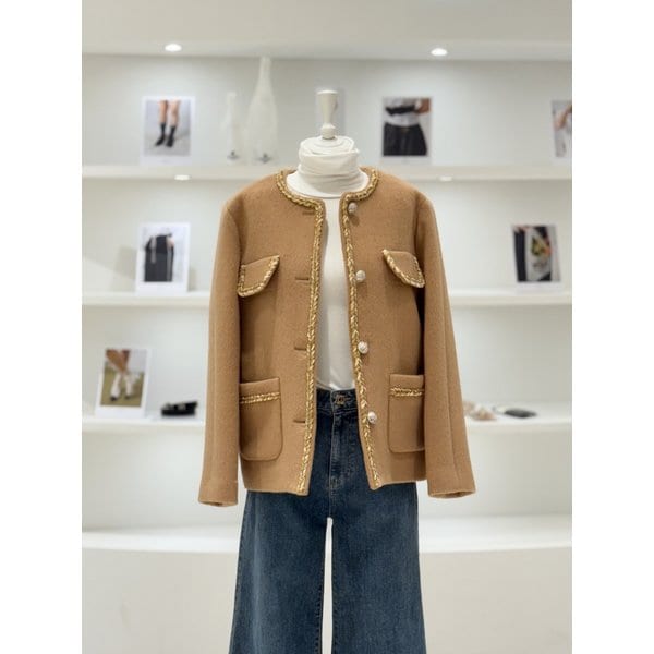 [여주점] 여성 알파카 블렌디드 트리밍 자켓 (L254PSH039)